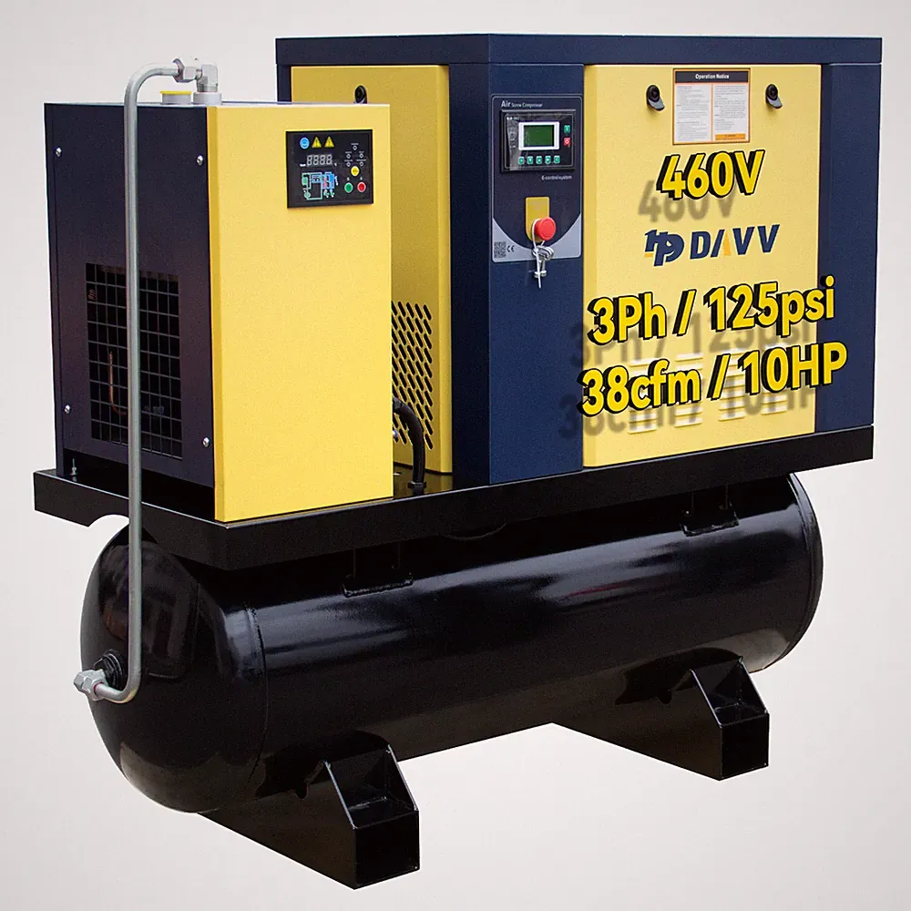 3Ph 10HP 460V Rotary Screw Air Compressor with/ Air Dryer 80 GAL Air Tank 125Psi