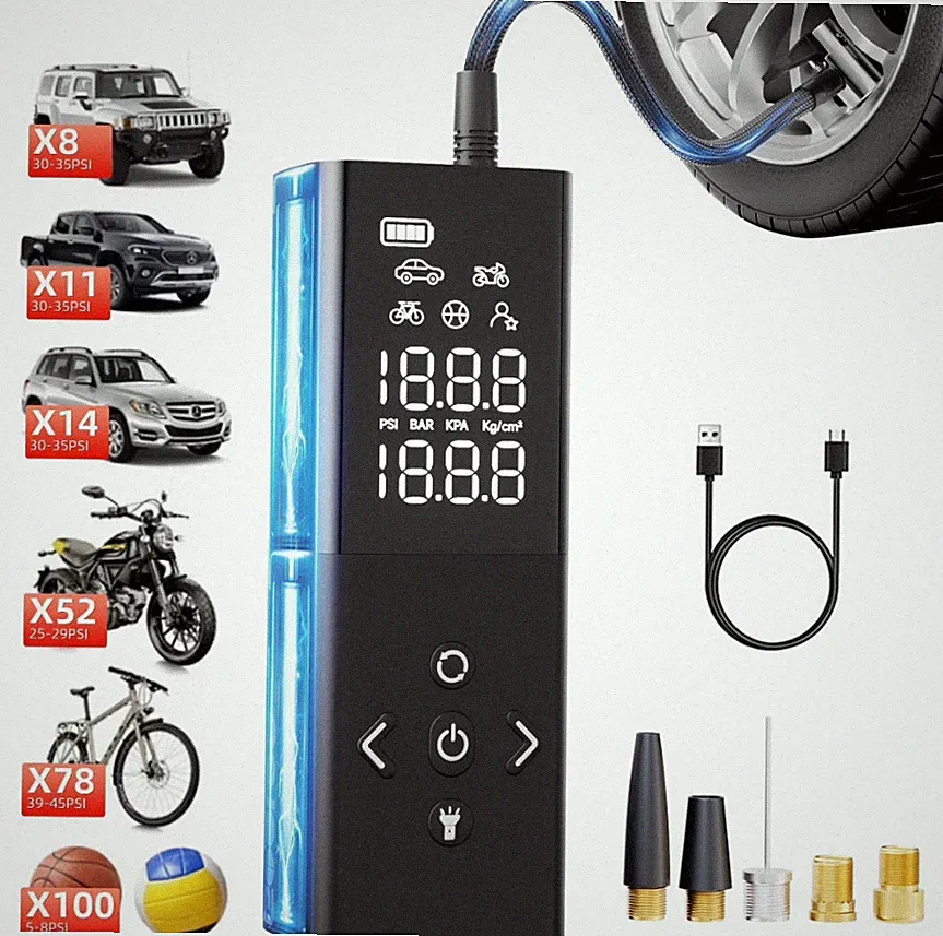 AP150 Cordless Tire Inflator 150 PSI Portable Air Compressor w Digital Gauge LED