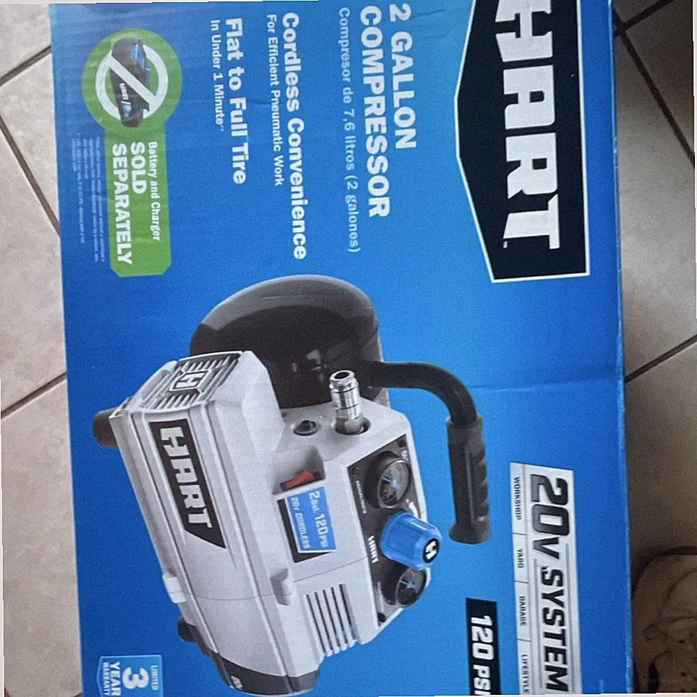 HART 2 Gallon Pancake Air Compressor 20V Battery Powered Portable 120 PSI