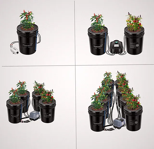 VIVOSUN 1/2/4/8 Bucket DWC Hydroponic Grow System 5gal Water Culture w/ Air Pump